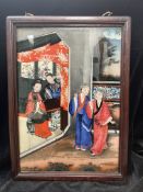 A Glass Painting of an Interior Scene, 19th century,