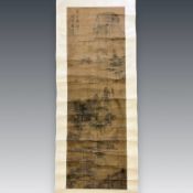 A Hanging Scroll of Travellers in a Mountain Landscape,