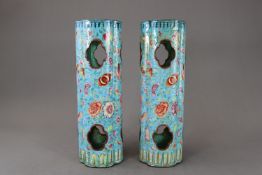 A Pair of Canton Enamel Hat Stands, 19th century,