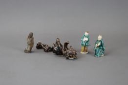 A Group of Miniature Ceramic Figures, late Qing dynasty,