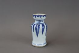 A Blue and White Lotus Lamp Stand, 17th century