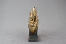 A Gilt Bronze Buddha Hand, and a Wood Guanyin, 18th/19th century,