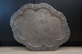A Plated Metal Tray, probably Kashmir, c.1920