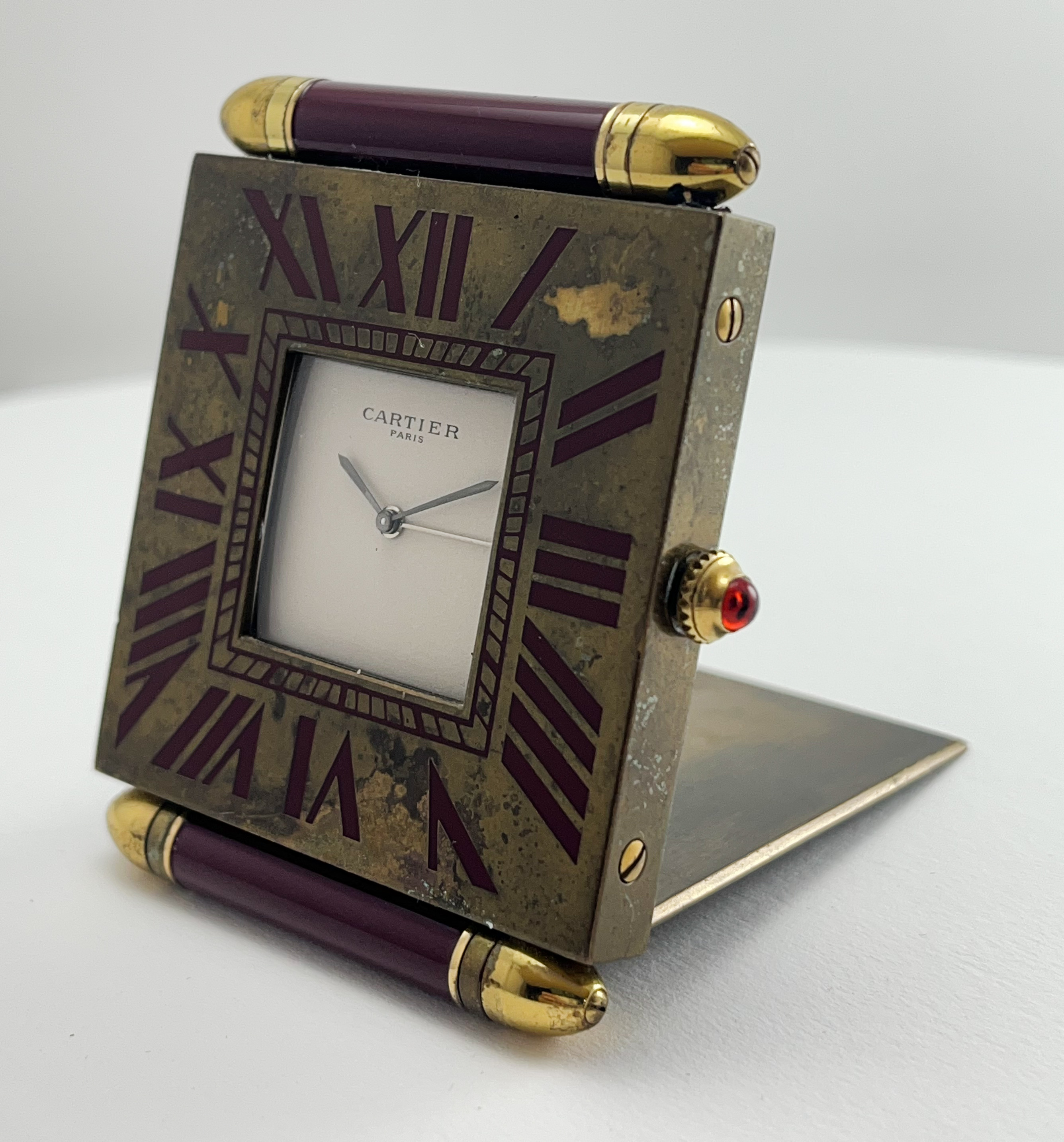 Cartier Travel Desk Clock Foldable Quartz Roman Numerals With Alarm Vintage - Image 2 of 4
