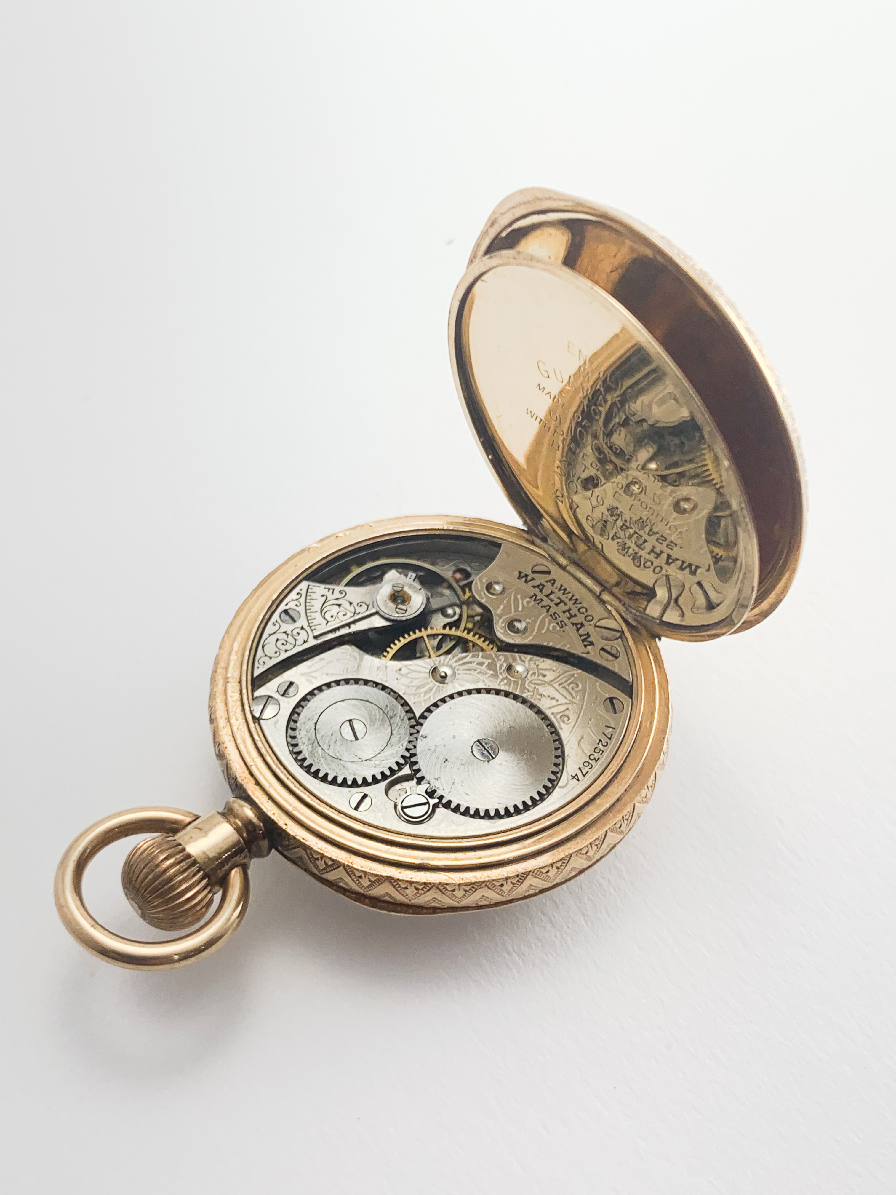 Waltham 0s Pocket Watch Gold Dennison Grade 110 c.1908 Roman Numerals - Image 6 of 6