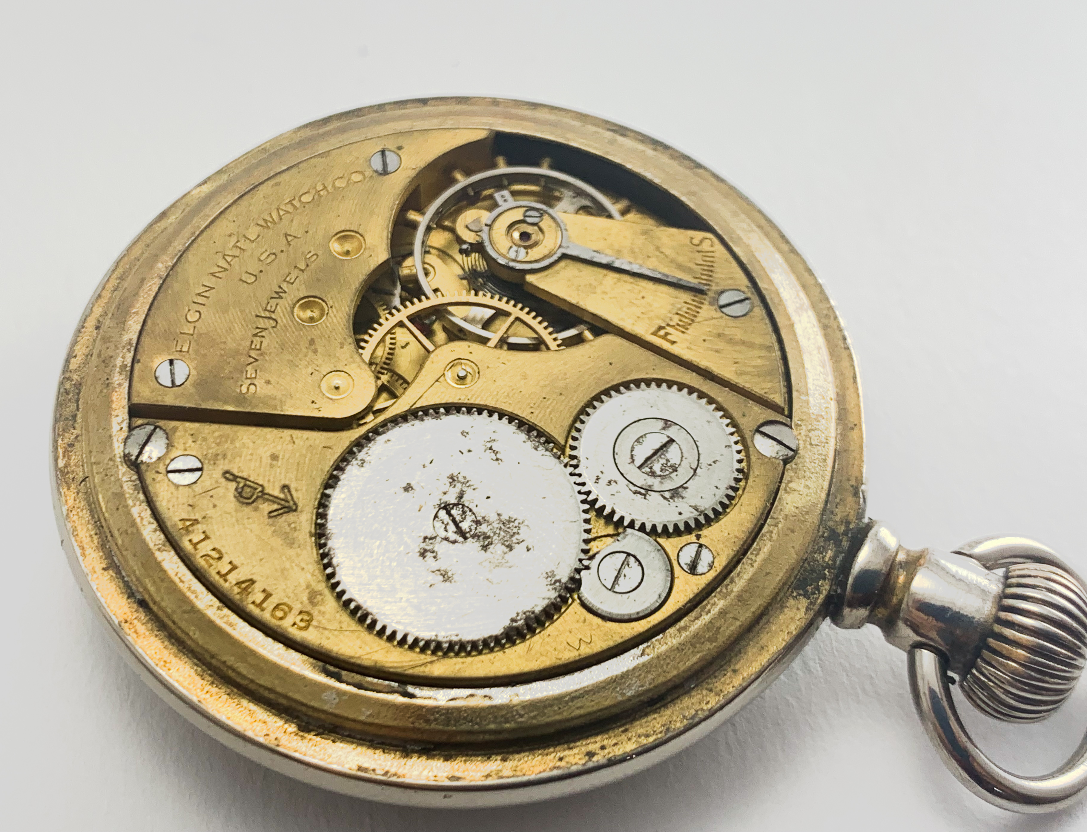 Elgin WW2 1941 Military Pocket Watch Manual Wind Military Mark On Case/Movement Arabic Numerals - Image 3 of 6