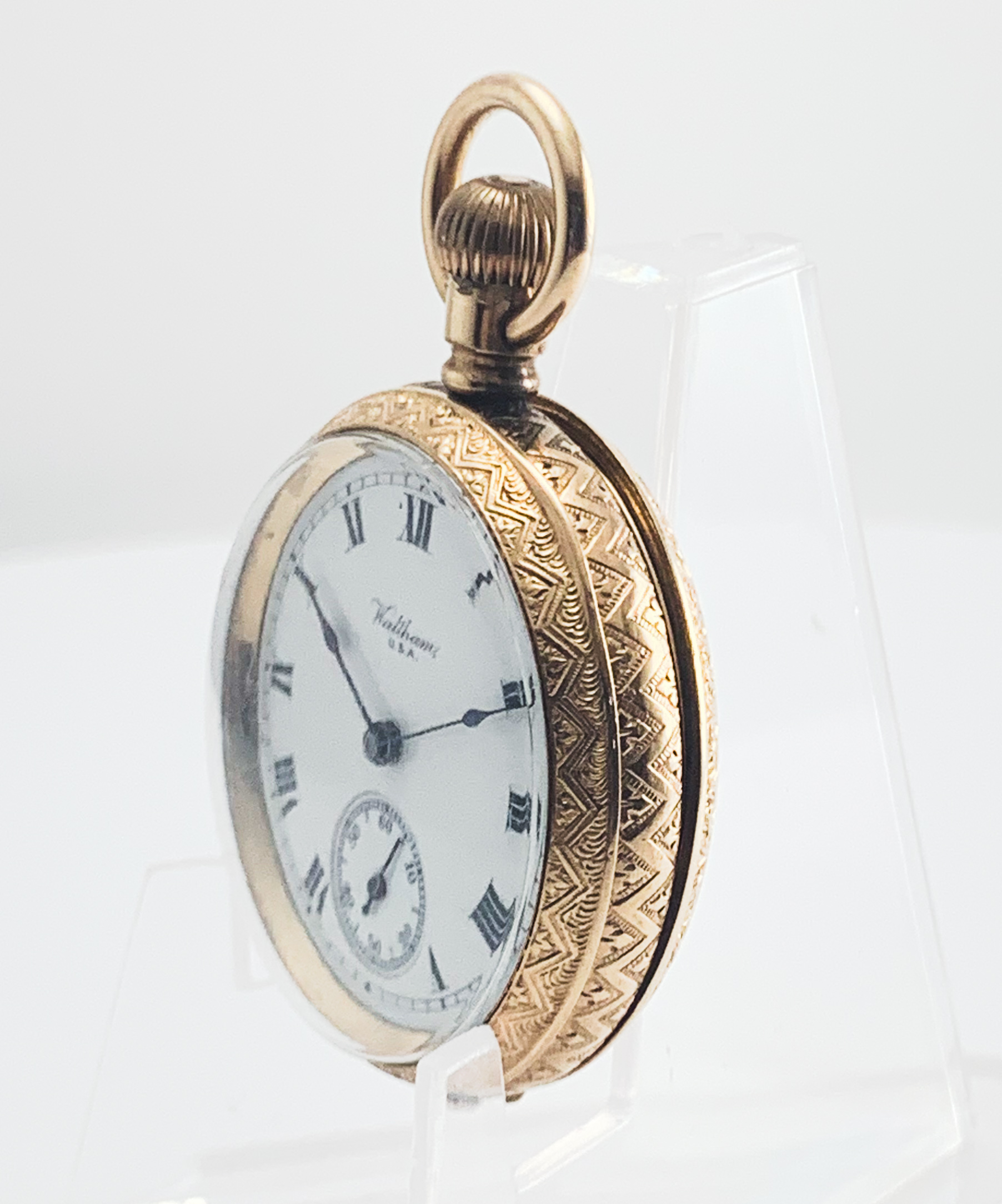 Waltham 0s Pocket Watch Gold Dennison Grade 110 c.1908 Roman Numerals - Image 2 of 6