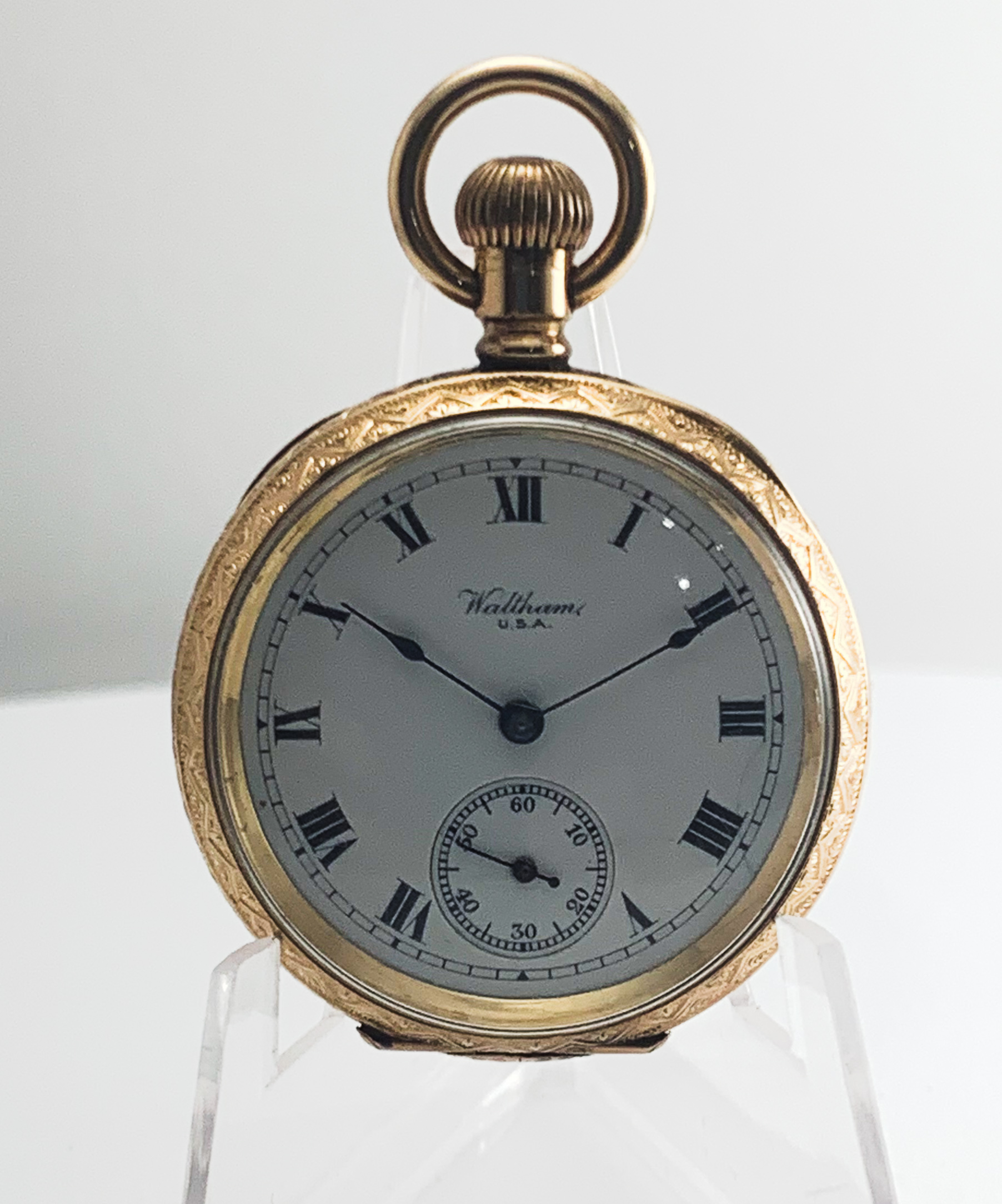 Waltham 0s Pocket Watch Gold Dennison Grade 110 c.1908 Roman Numerals