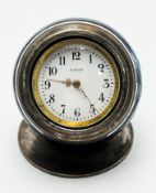 Round Desk Clock 8 Day Blue Art Deco