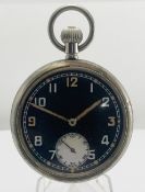 Military Record Cal. 431 Pocket Watch Black Dial Military Stamp on Case/Movement