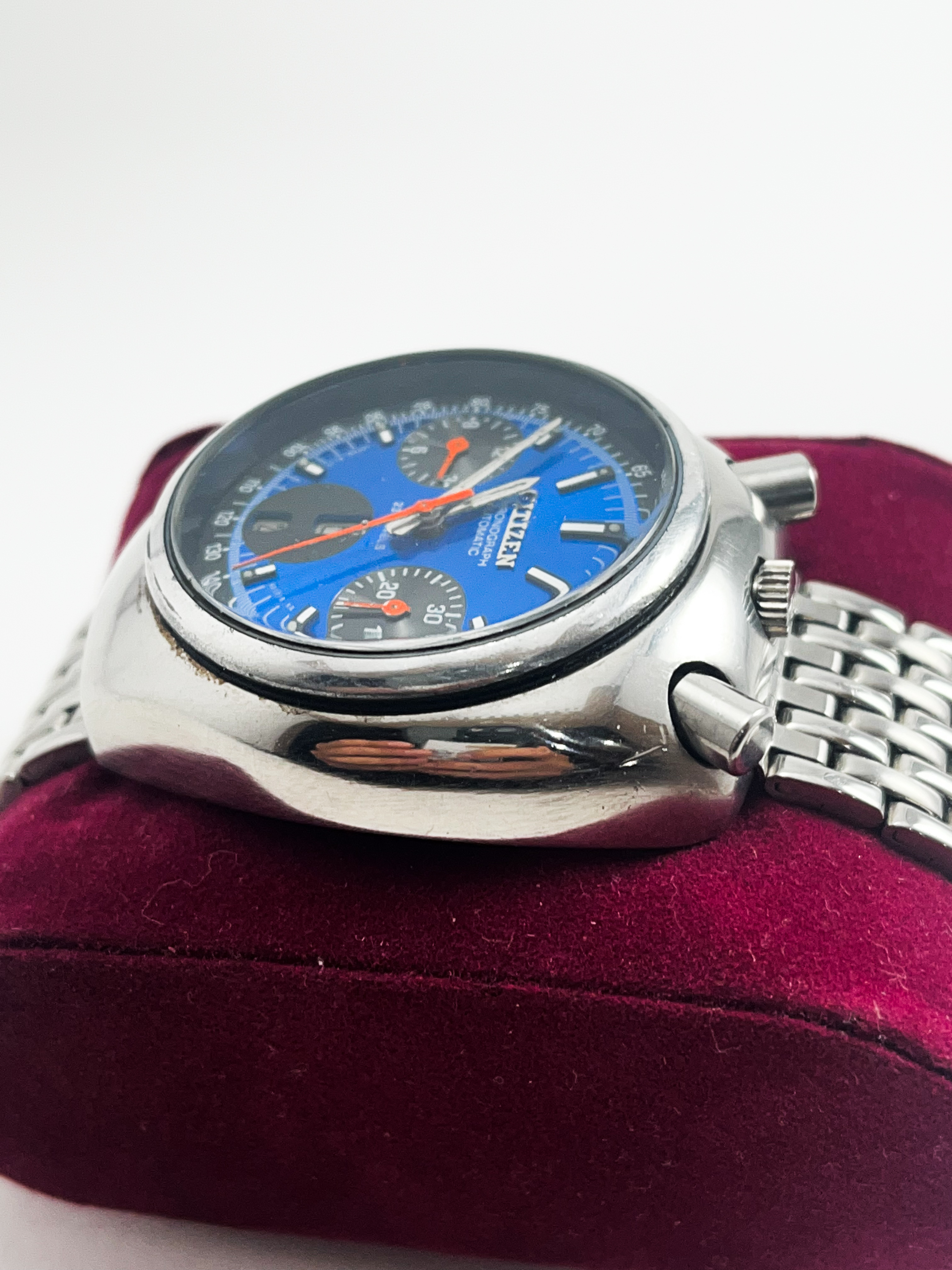Citizen Chronograph Automatic Day Date 42mm c.1970's Mens Wristwatch Blue Dial - Image 5 of 6