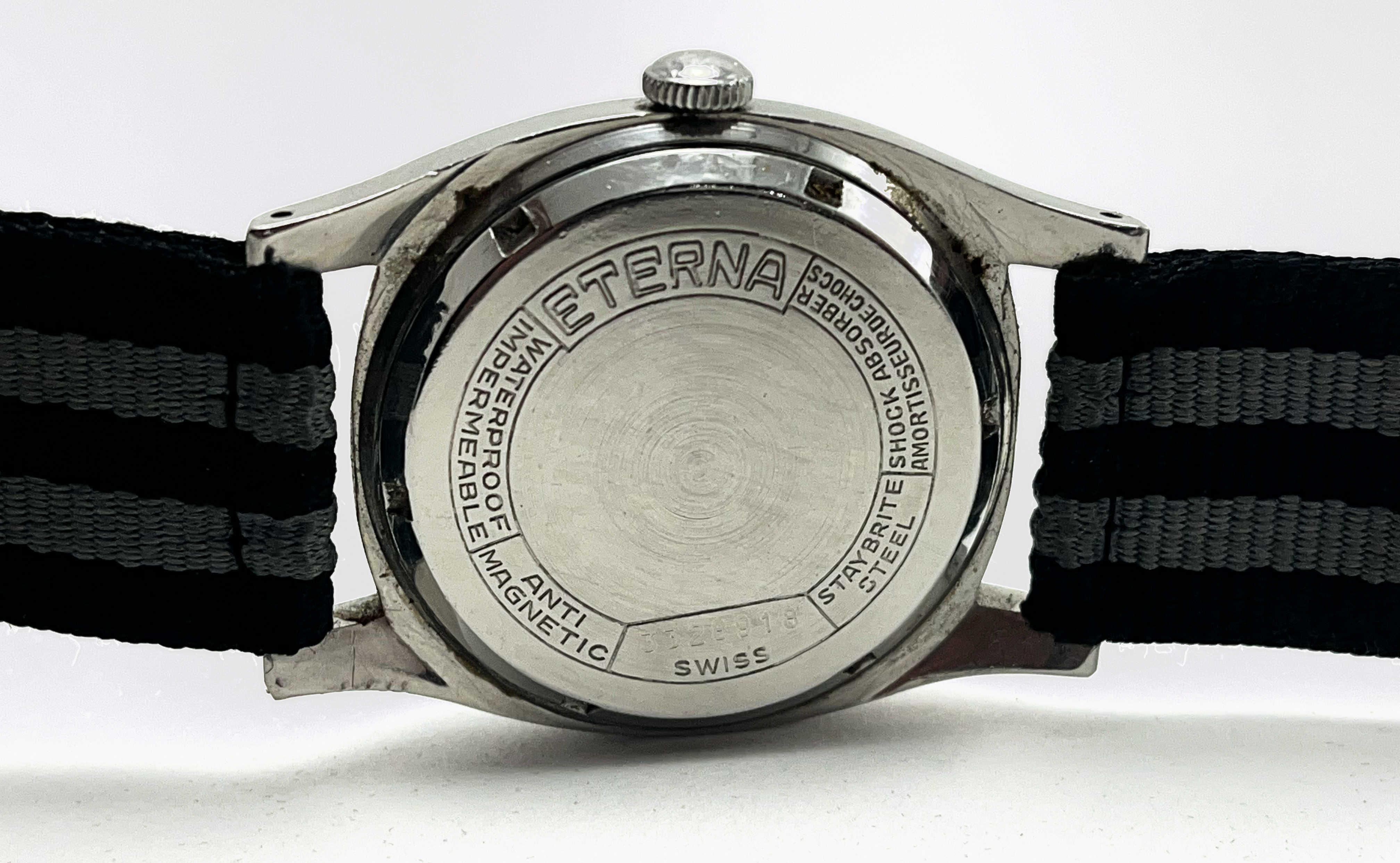 Eterna Military 1948 Mens Wristwatch Manual Wind stainless steel, black original dial, good - Image 3 of 5