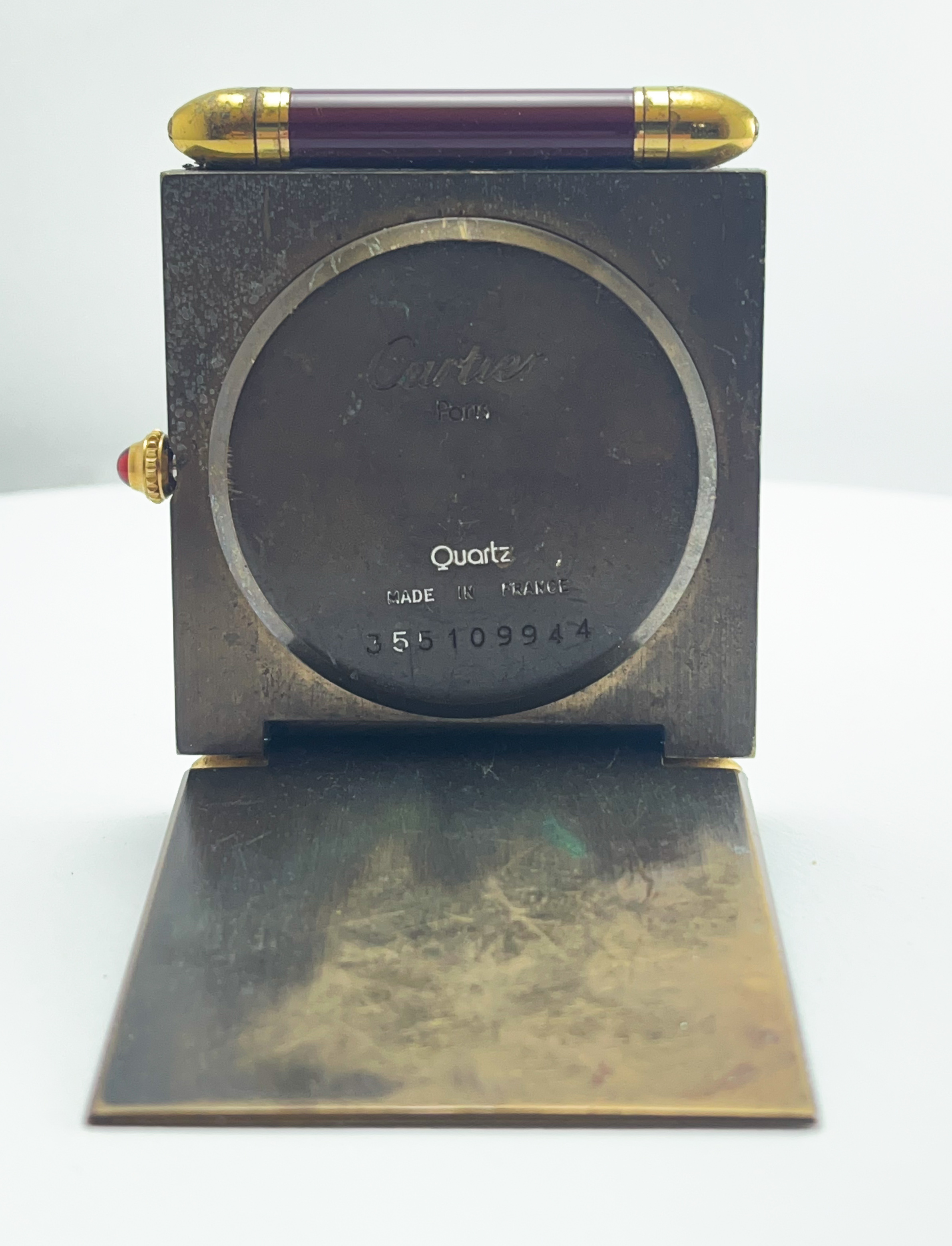 Cartier Travel Desk Clock Foldable Quartz Roman Numerals With Alarm Vintage - Image 3 of 4
