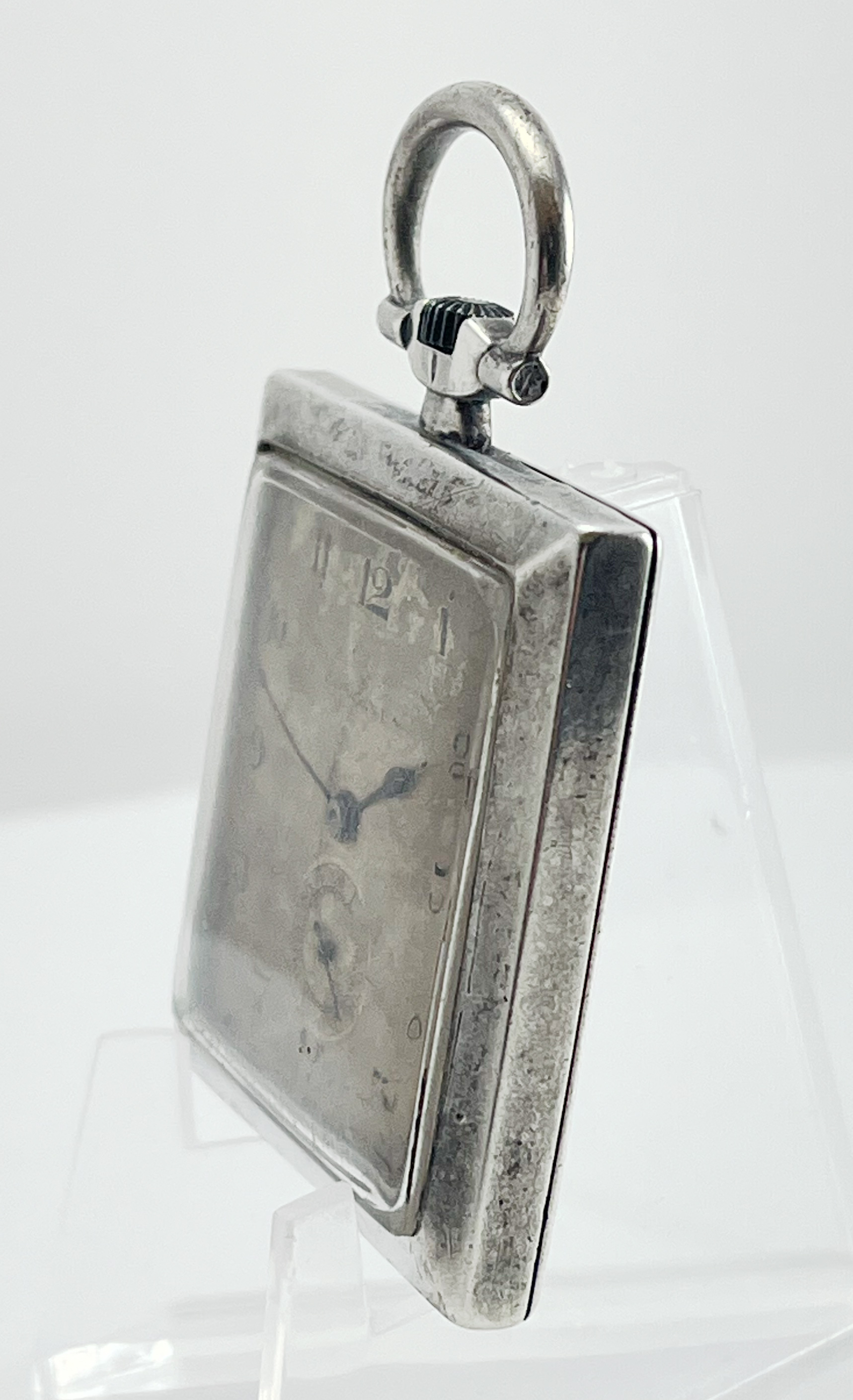 Longines Rare Square Pocket Watch Silver .900 1911 Manual Wind Arabic Numerals - Image 2 of 5