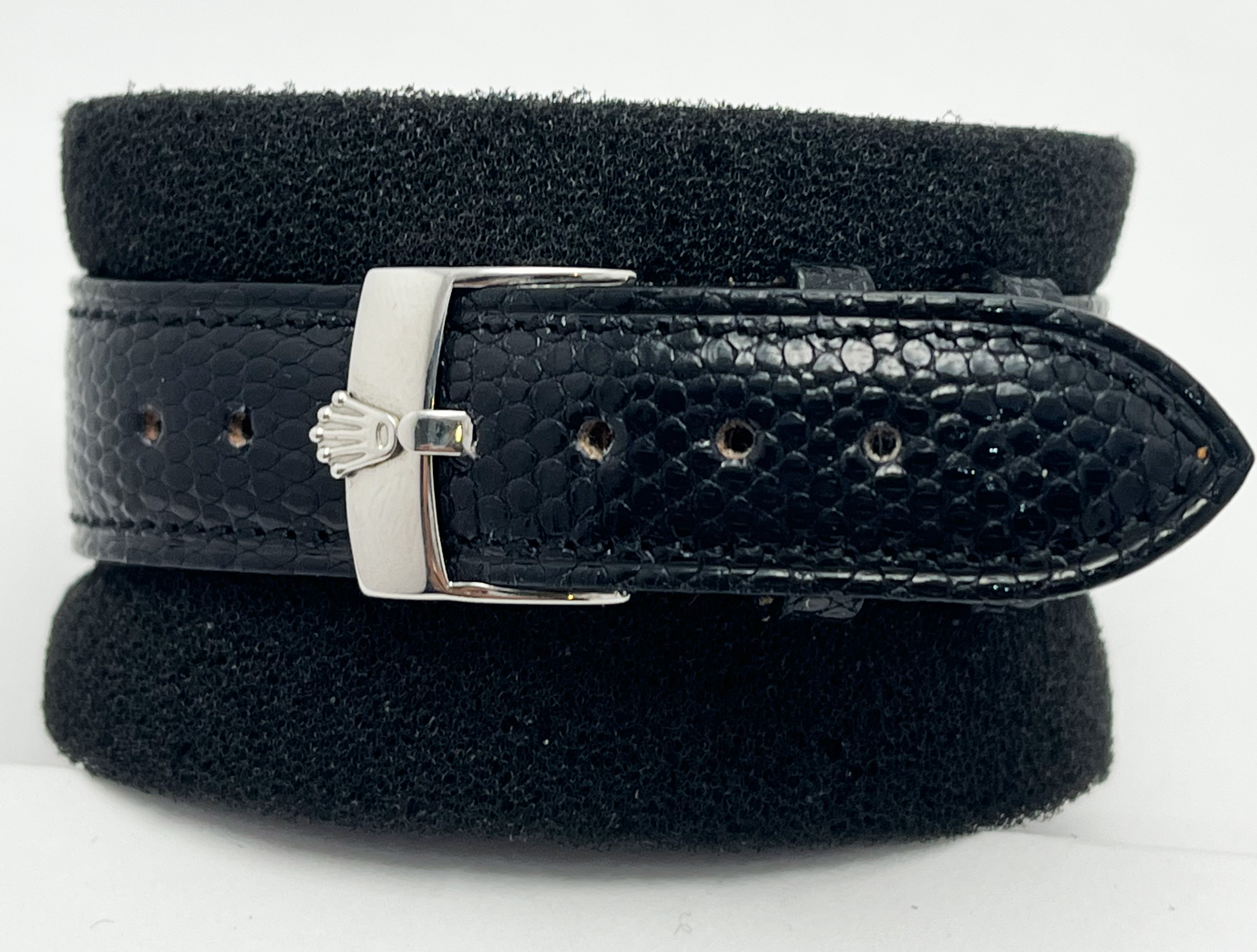 Rolex Snapback Precision, Vintage Mens Wristwatch, Rolex Buckle, Black Leather strap, c.1950's - Image 2 of 4