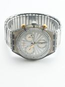 Swatch Chronograph Globe Chrono Mens Wristwatch Flex Metal band 1993