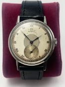 Omega 1939 Ref 2272-7 Manual Wind Mens Wristwatch Omega Buckle Black Leather Strap