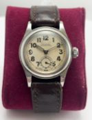 Rolex Oyster Junior Sport ref.2784 WW2 Military c.1940 15j Arabic Numerals Brown Leather Strap
