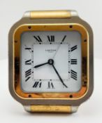 Cartier Travel Desk Clock Quartz Roman Numerals With Alarm Vintage