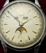 WITHDRAWN Omega Moon Phase Day Month 1947 Manual Wind Ref 2486-1 Mens Wristwatch Brown Elephant
