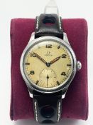 Omega 1944 15j Ref 2169 Dirty Dozen Radium Dial Manual Wind Mens Wristwatch Brown Strap