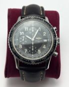Breitling Chronograph Original Buckle Black Arabic Dial Mens Wristwatch