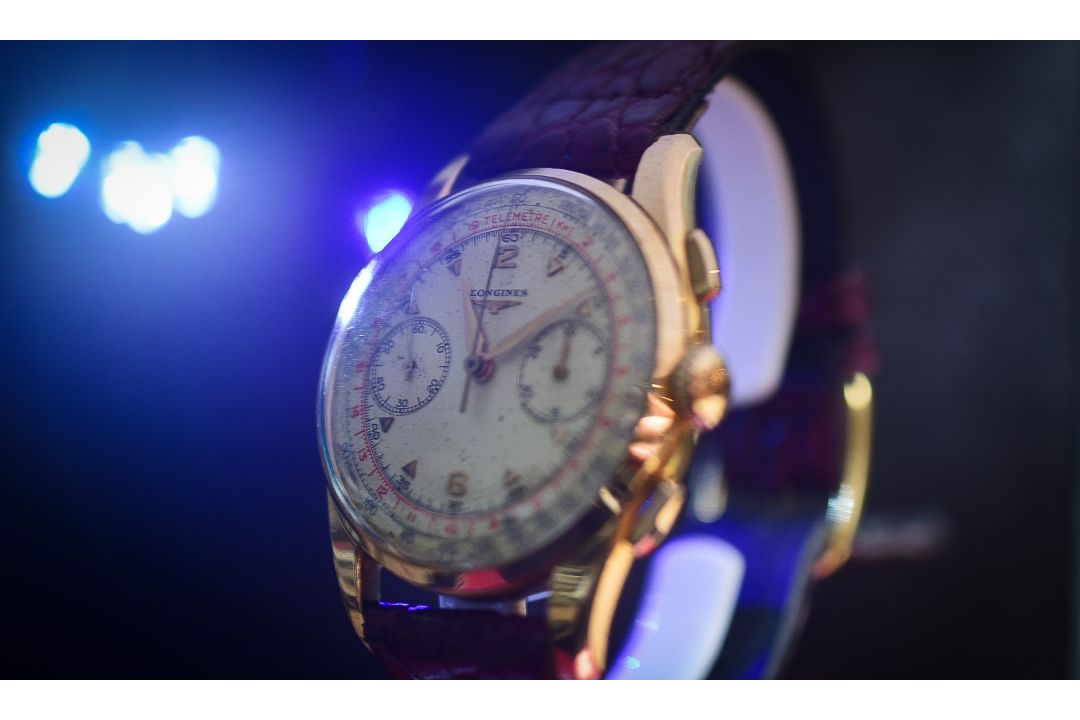 Longines 6595 Chronograph 30CH Flyback 18k Rose Gold Vintage Watch c 1959 - Image 2 of 3