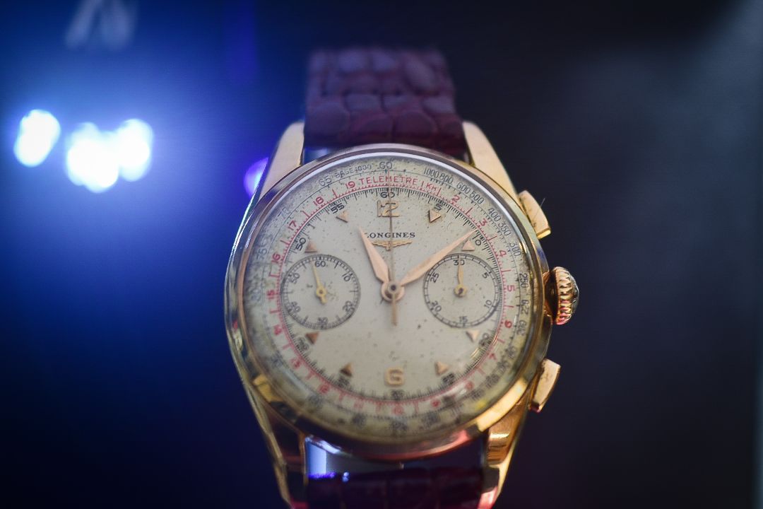 Longines 6595 Chronograph 30CH Flyback 18k Rose Gold Vintage Watch c 1959 - Image 1 of 3