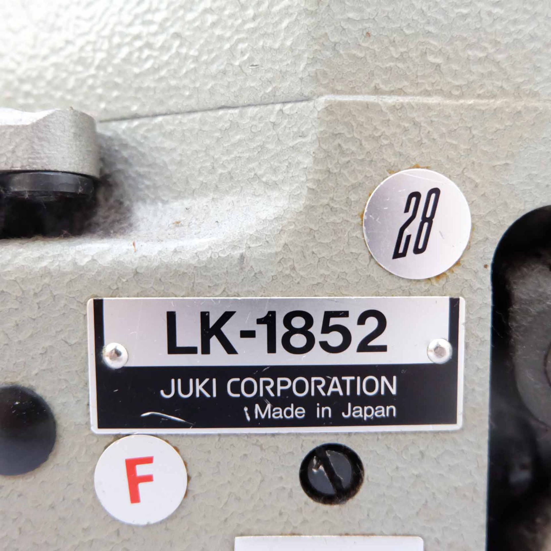 JUKI LK-1852 High Speed 1-Needle Cylinder Bed Lockstitch Bar Tacking Sewing Machine. Single Phase. - Image 8 of 11