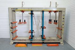 Ramarch Model PN20 Pneumatic Carcase 2 Station Clamp Press. Max Carcase Size Approx 2000 x 1350 x 60