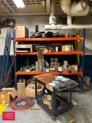 (1) Section Pallet Racking: 8’ x 8’ with Motors, Parts, Filters, Switch Assemblies, Fan Blades