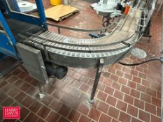 S/S Framed Product Conveyor: 10' x 1' with Drive and Incline 90° Turn - Rigging Fee: $500