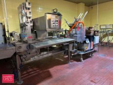 Delkor Spot-Pak Filler, Model: SP-LH–TL, S/N: SP-2030 with ITW Dynatic Hot Glue Machine and (3) GE