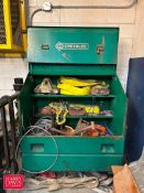 Greenlee Job Box with Trolley, Wire Rope, Hilmar Rollers, Chain, Hoist and Slings
