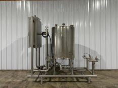 100 Gallon S/S Single Shell Tank CIP Skid with Enerquip S/S Shell &Tube Heat Exchangers, Steam Set