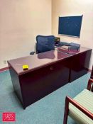 L-Shaped Desk, Bookcase, Lateral File Cabinet and Chairs - Rigging Fee: $400