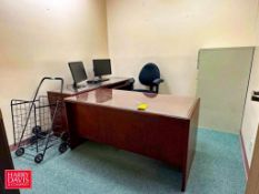 L-Shaped Desk, Chair and 4-Drawer File Cabinet - Rigging Fee: $400