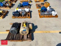 (8) Motors: up to 25 HP, Including: NEW Baldor 1 HP 1,750 RPM Motor, Pump and (3) Right Angle Gear D