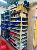 Assorted Electrical Components, Copper and other Pipe Fittings and (3) Sections: Steel Shelving - Ri