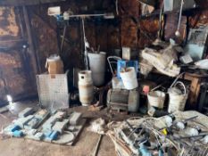 Assorted Clamps, Pump Parts, Air Valves, Forklift Parts, Piping, Motor Parts and Electrical Switch