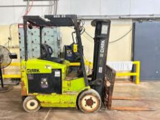 Clark 2,250 LB Capacity Sit-Down Electric Forklift, Model: ECC25, S/N: ECC358-0767-9571KF with Side