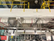 Kamflex S/S Framed Overhead Belt Conveyor: 12’ x 1’, Model: 704, S/N 20041060 with Drive and S/S Hoo