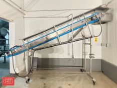 FPA Portable S/S Framed Elevator Conveyor: 13’ x 1', Model: 420001600, S/N: 2264413 with Drive and S