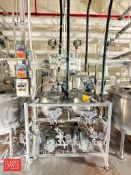 (2) 5 Gallon Jacketed S/S Kettles with Waukesha-Cherry Burrell Positive Displacement Pumps, S/S Rack