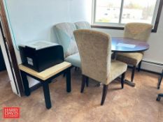 Desk, Tables, Cabinet, Chairs, Dell Monitor, Keyboard, Mouse, Toaster Oven and HP Laser Jet 400