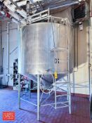 Walker 1,500 Gallon Jacketed Dome-Top Cone-Bottom S/S Processor, Model: PZ-CB, SN: SP-6942-1 with