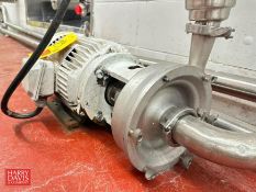 Tri-Clover Centrifugal Pump Model: CL2265MDG-213/215T2, S/N: 481944-01 with Leeson 10 HP 3,540 RPM M