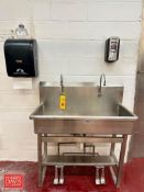 Sani-Lav 2-Station S/S Hand Sink with Foot Controls, Hand Soap, Sanitizer, Paper Towel Dispensers
