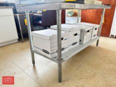 S/S Topped Table: 5’ x 30” with Shelf - Rigging Fee: $175