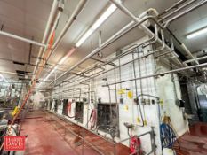 Assorted S/S Valves Including: Check and Stop, 300’+ S/S Piping, Clamps, Fittings and Pipe Hangers